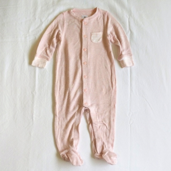 babyGap first favorites soft pink knit button close footie sleeper pajamas 3-6 m - Picture 1 of 5